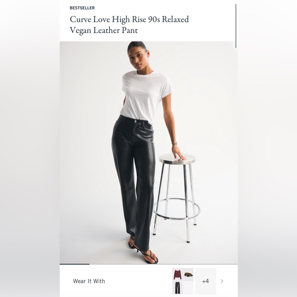 Abercrombie & Fitch Curve Love Loose Black Leather Pants